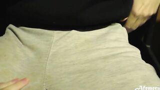 bimbos Suckings Cock till Cum Mouth while Bf Works at