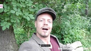 OUTDOORS: German FATHER fucks cougar with GLASSES at forest edge