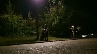 During the evening walk at the outside fuck and sprayed inside