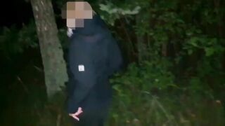 During the evening walk at the outside fuck and sprayed inside