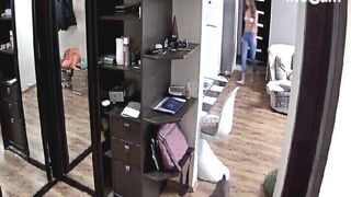 leora walking around the house nude showing tanlines