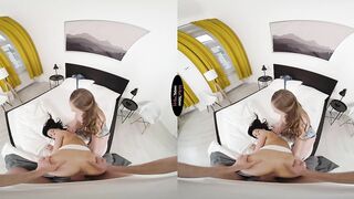 2 girls 1 long fat penis inside VR porn