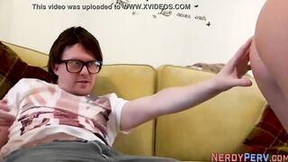 First time skank sucking off nerds cock