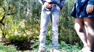 I helped a stranger to cum public
