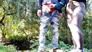 I helped a stranger to cum public