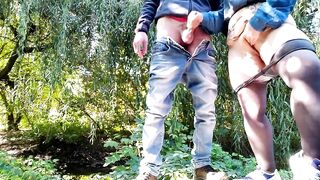 I helped a stranger to cum public