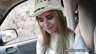 Countryside fellatio by hitchhiking beauty