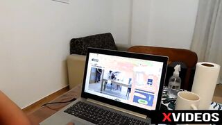 I discover him spying on me while I masturbate and