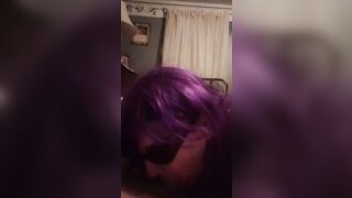Deep throating his penis and swallowing his cum.
