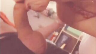 Bombshell blonde blowing huge penis