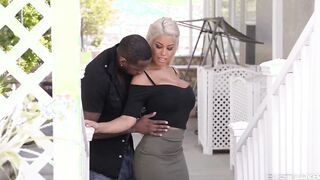 Big Titted blonde Mom Bridgette B. blows monstrous african penis before