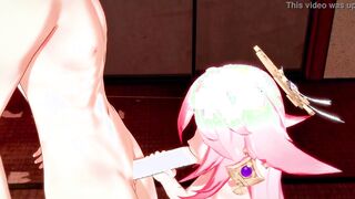 Genshin Imapact - Yae Miko licking nuts and oral sex with
