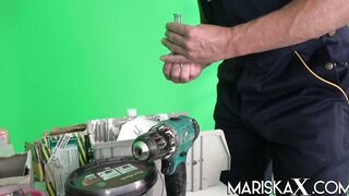 MARISKAX Big Titted Lady Lyne riding the contractors penis