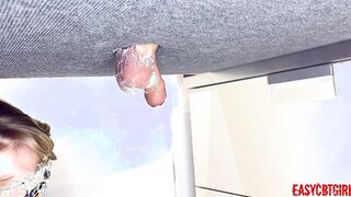 Girlfriend shaves her sub's bushy nuts