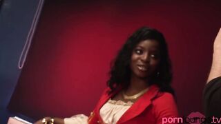 Black goddess into office give shlong blowjob