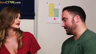 CFNM femdoms cocksucking and jerking submissive boyfriend inside group
