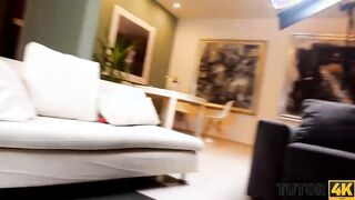 TUTOR4K. Lucky bro manages to trick old tutor inside spontaneous