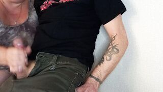 a woman saw my dick and jerks it off