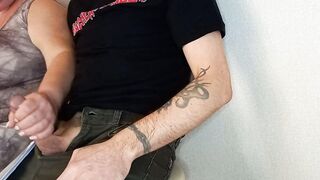 a woman saw my dick and jerks it off