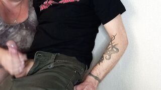 a woman saw my dick and jerks it off