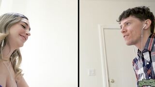 Stepmom caught Lexi flashing her tits to stepbro Rion during