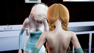 Mavis dig a 3 way with princess Elsa and Anna from
