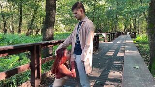 Outdoors Blowing cock and sex with anal plug KleoModel