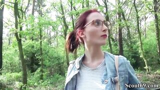 German Scout - College Red Head Barely Legal Lia inside Outdoor Casting