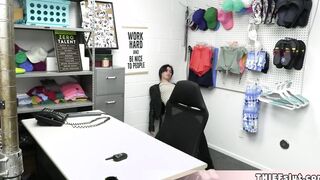 This short haired adorable dark haired shoplifter has a new trick