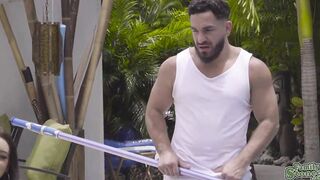 Stud fucks 2 beauty babes inside babe bikinis by the