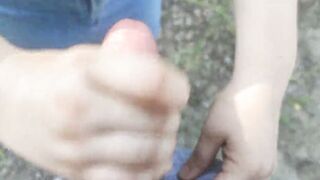 Step-sister gently jerks me off into nature close-up into outdoor