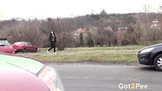 Desperate To Pissing Goddess Does It Into Outdoors