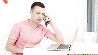 Stud spies on his babysitter as she plays with her