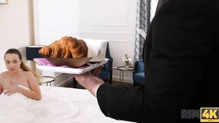 RIM4K. Open-minded women licks asses of her hubby and food