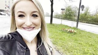 Orgasm into outside taxi and get caught