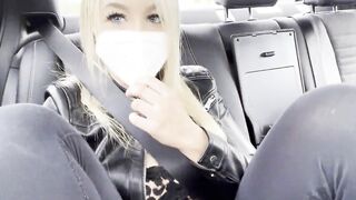 Orgasm into outside taxi and get caught
