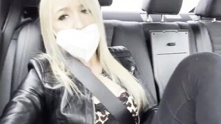 Orgasm into outside taxi and get caught