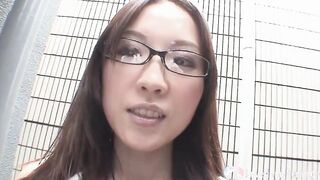 Nerdy oriental gets a stiffy into of her