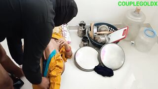 My neighbors was washing the dishes, caught him forcibly