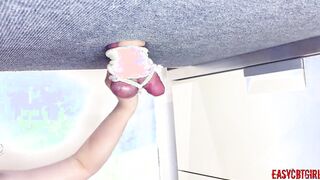Pervert women bound a penis with nuts and pulls for