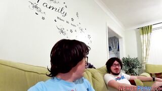 Real bimbo blows Yorkshire geek