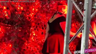 Fat women from the outside on stage they put wax