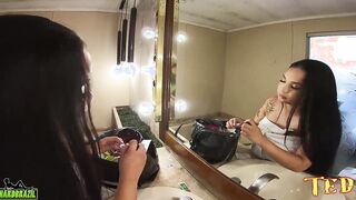 The young sluts with the enormous booty gets ready behind