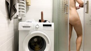 Russian 18 yo masturbating with toy into the restroom while no