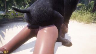 Huge-boobed cunt with mouth Pleasuring 2 Monsters | Huge Dick Monster 3 Way