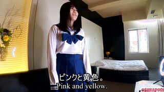 人生初潮吹き！大洪水のツルピタ 瞳の大きな可愛いぴちぴち18歳が学生服で20回以上のイキ祭り。ちびっこ体型貧乳ちっぱいさんスカートに正常位で中出し。個人撮影　ハメ撮り　オリジナル　セーラー服 学生 アヘ顔 アクメ 会話　手マン　ver まお 6 OSAKAPORN