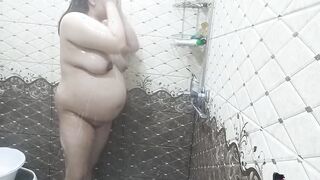 Pregnant ex-wife taking a shower