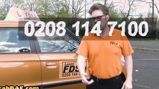 Blonde Czech cabbie blows off her passenger before sex