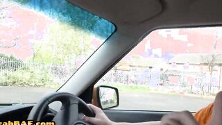 Blonde Czech cabbie blows off her passenger before sex