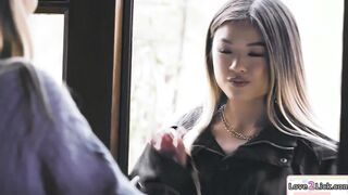 Big Boobed blonde shares chinese and hispanic gfs
